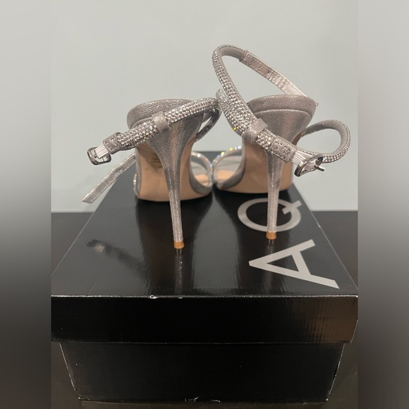 AQUA Women's Berlin Ankle Strap High Heel Sandals | Silver | size 6 - Picture 2 of 4